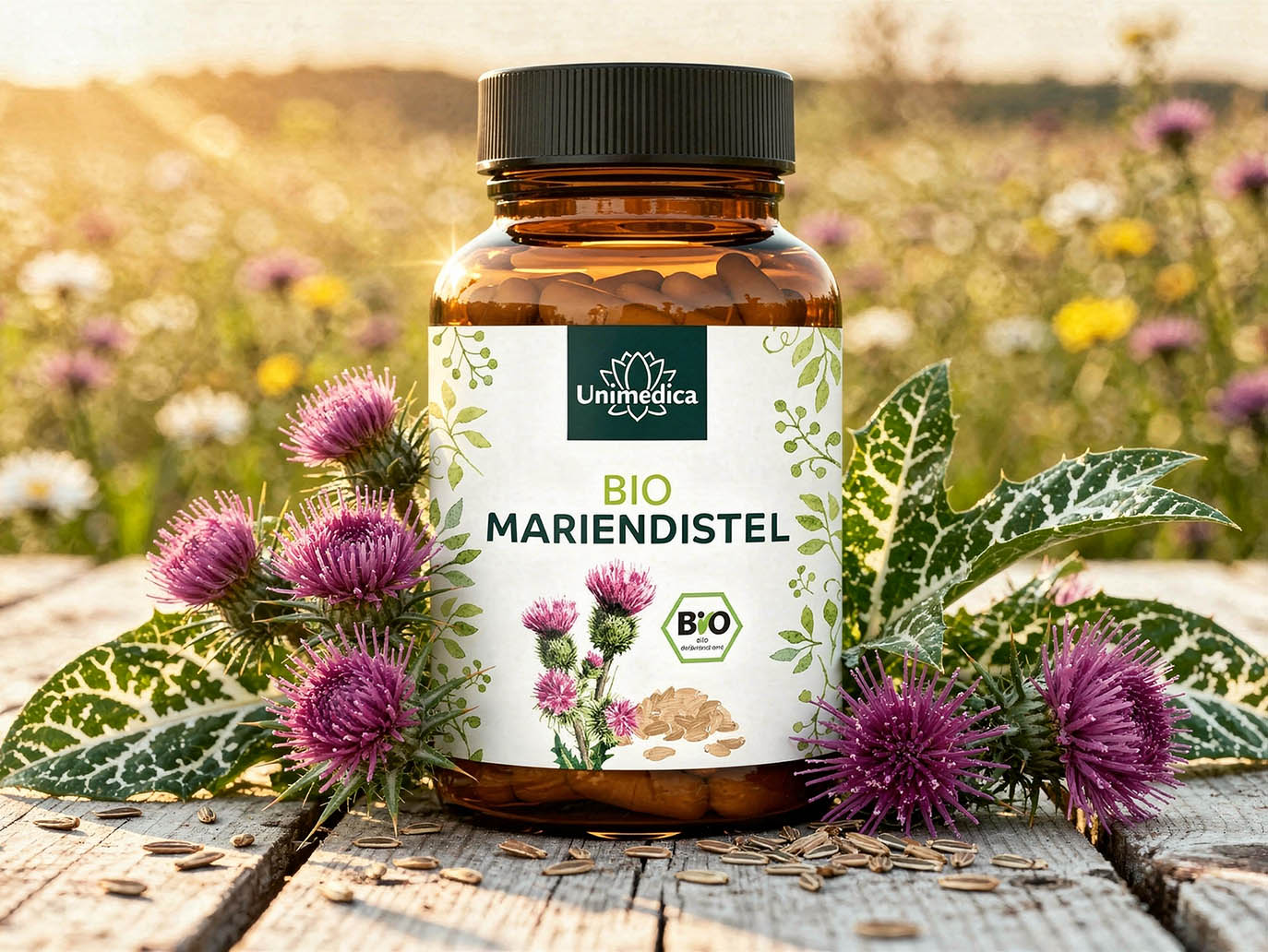 Bio Mariendistel - vegan - ohne Zusätze - 120 Kapseln - von Unimedica